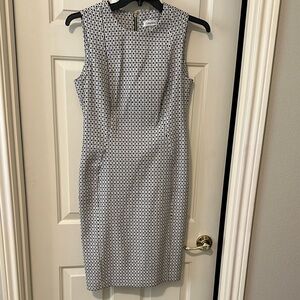 Calvin Klein Black and White Sheath Midi Dress